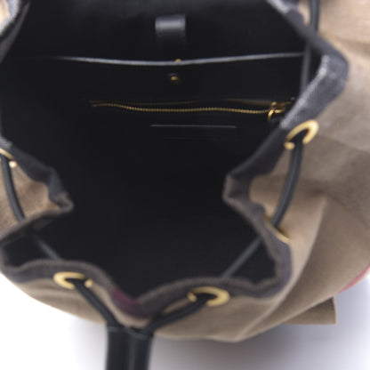Burberry Canvas Mega Check Brookdale Backpack Black 4 of 10