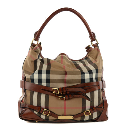 Burberry House Check Bridle Calfskin Medium Gosford Hobo Dark Tan 1 of 10