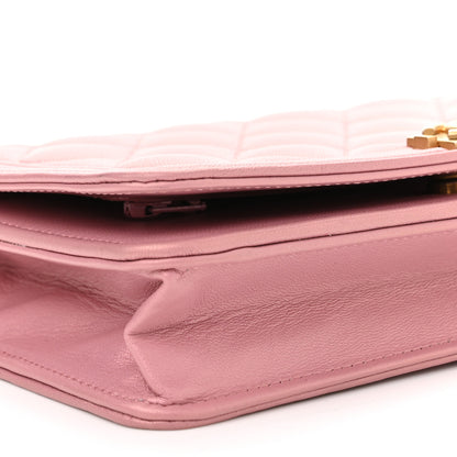 Chanel Metallic Lambskin Quilted Boy Wallet On Chain WOC Pink 10 of 13