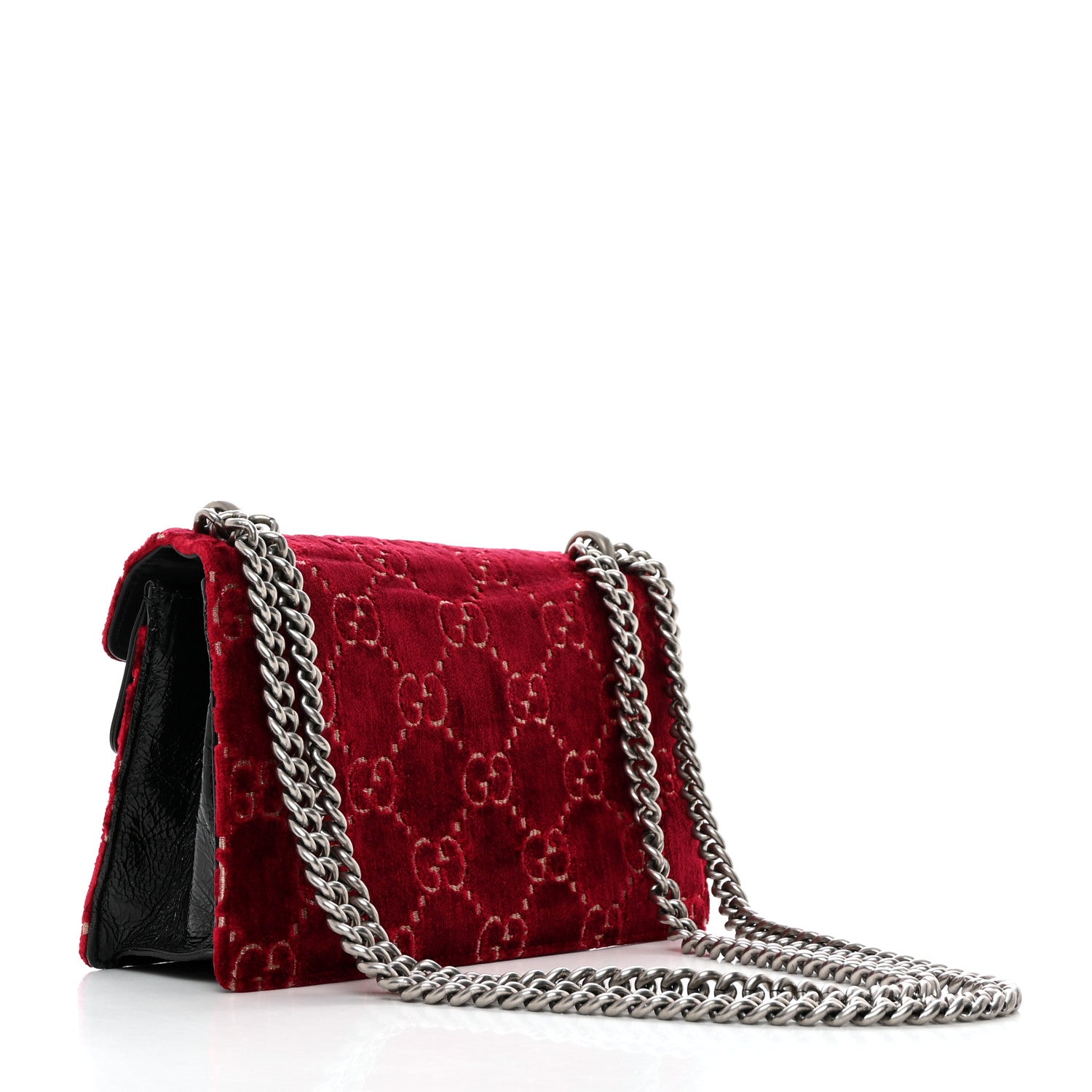 Gucci Velvet Skipper Crystal GG Monogram Small Dionysus Shoulder Bag Red Cipria Black Black Diamond 2 of 10