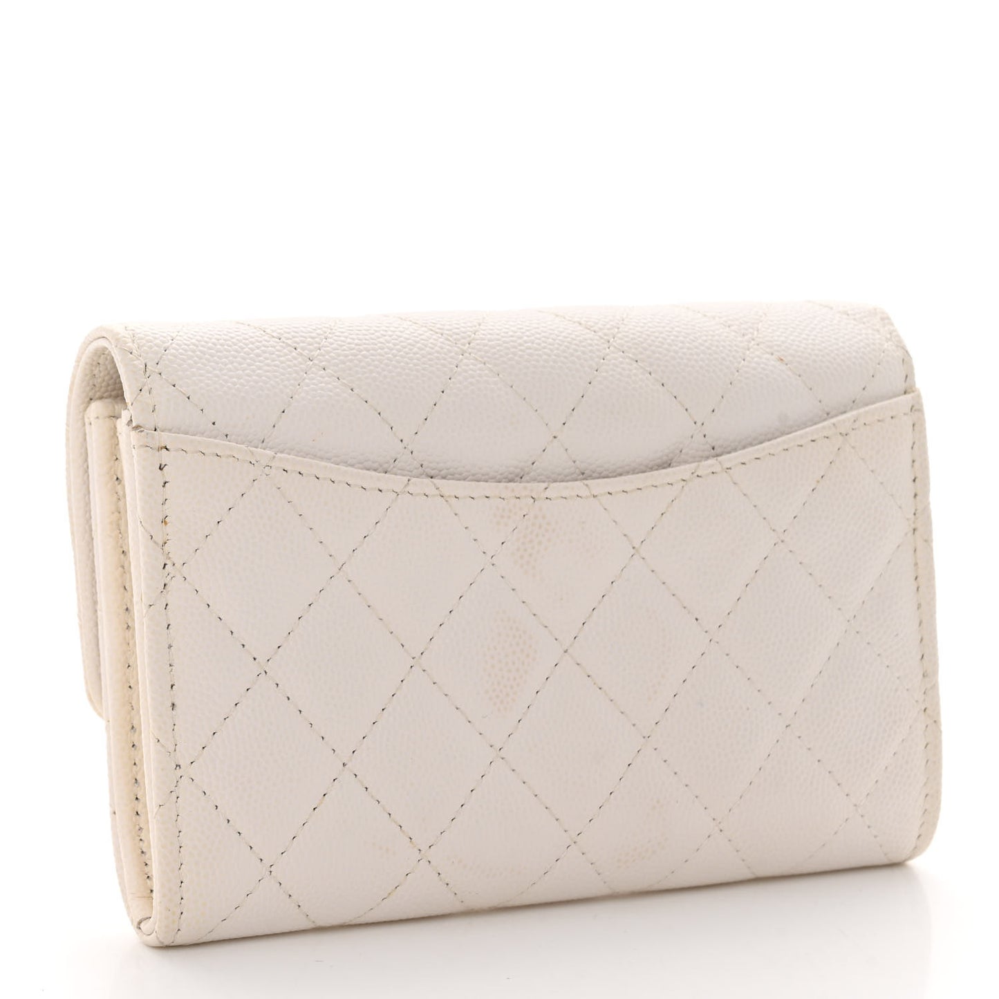 Caviar Quilted Medium Flap Wallet White