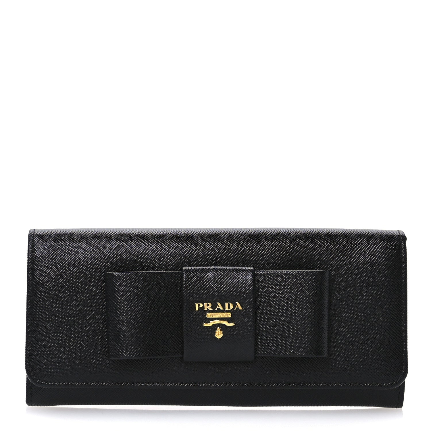Prada Saffiano Fiocco Bow Continental Wallet Black 1 of 7