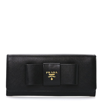 Prada Saffiano Fiocco Bow Continental Wallet Black 1 of 7