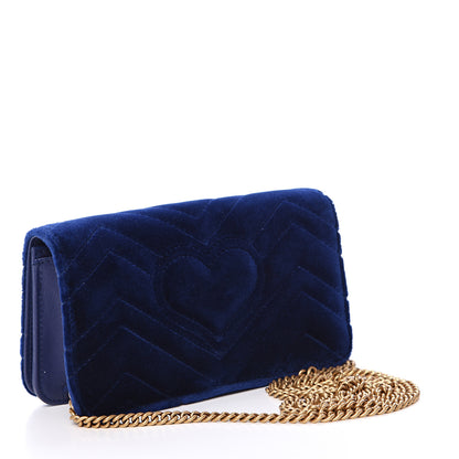 Gucci Velvet Matelasse GG Marmont Mini Bag Cobalt Blue 2 of 9