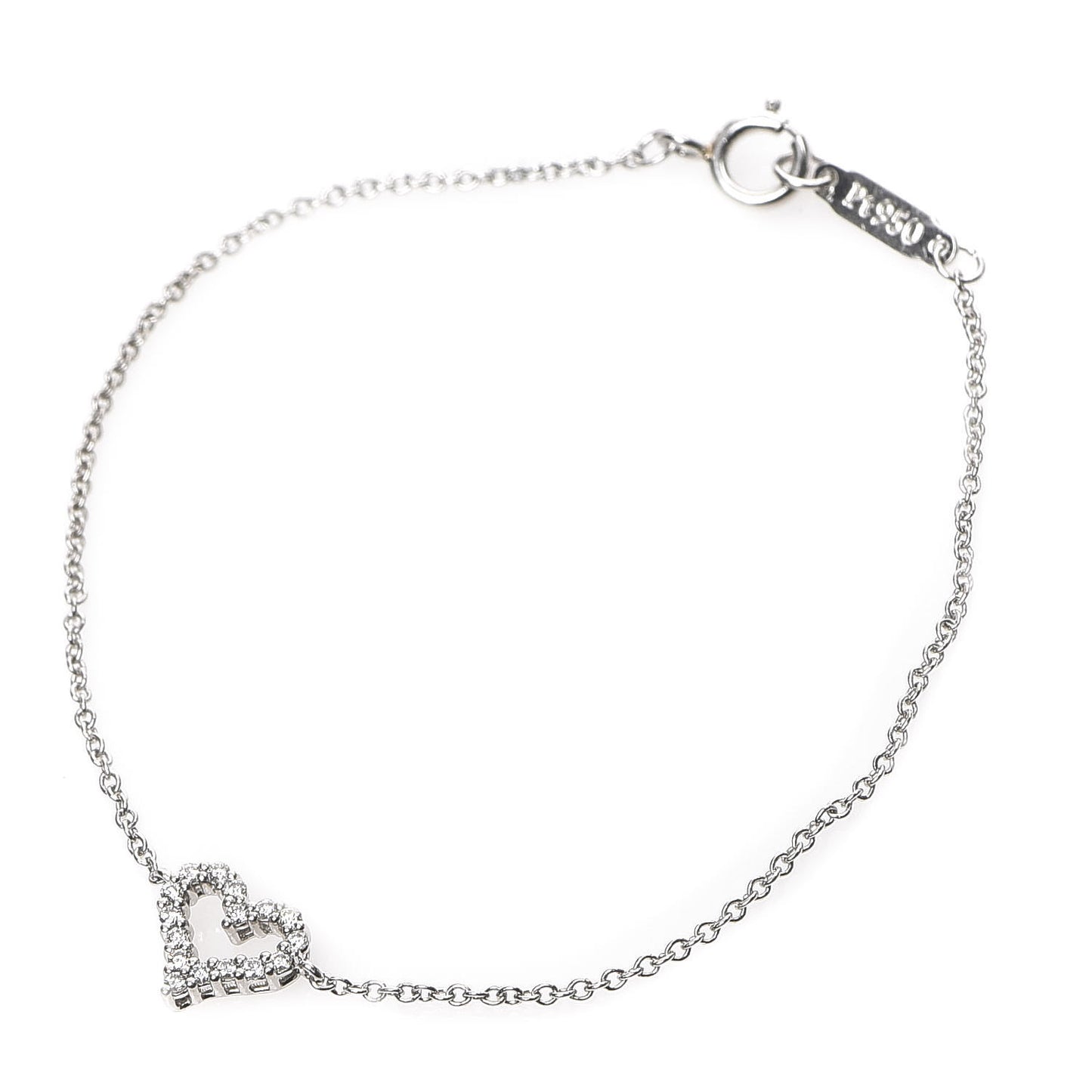 Platinum Diamond Heart Bracelet