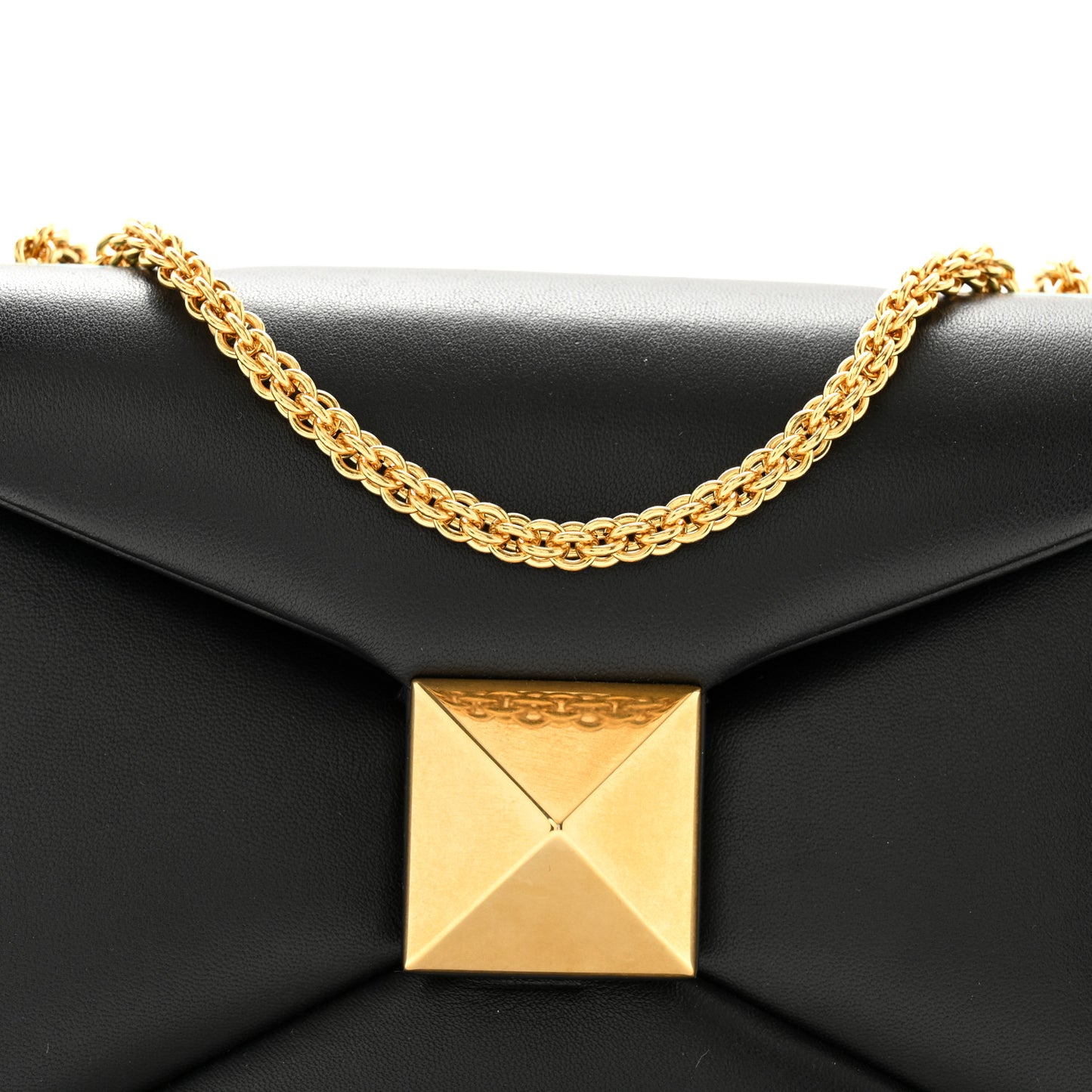 Nappa One Stud Chain Clutch Black
