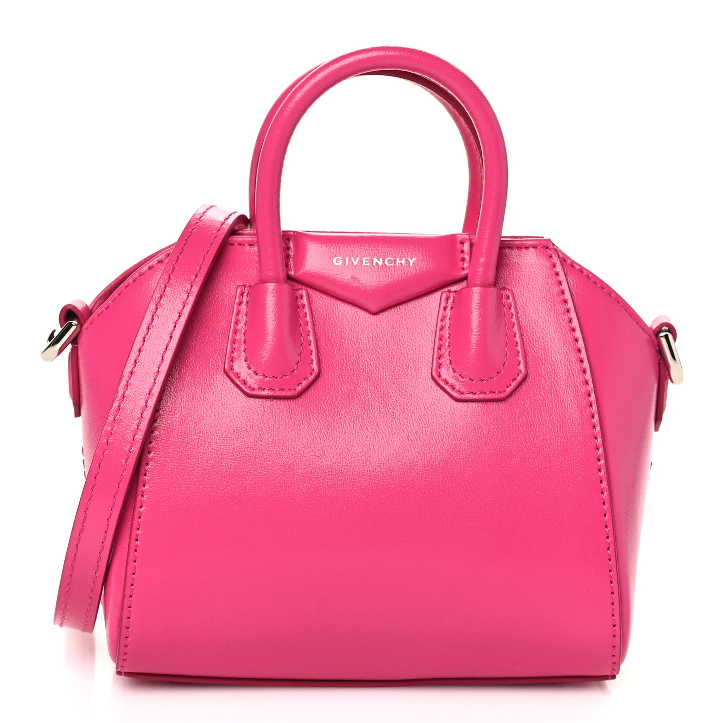 Shiny Lord Calfskin Micro Antigona Neon Pink