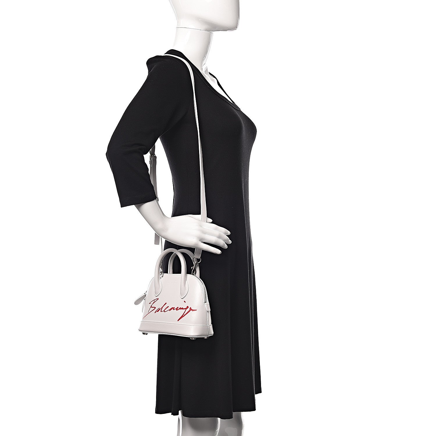 Balenciaga Calfskin Lipstick Logo XXS Ville Top Handle Bag White 2 of 13