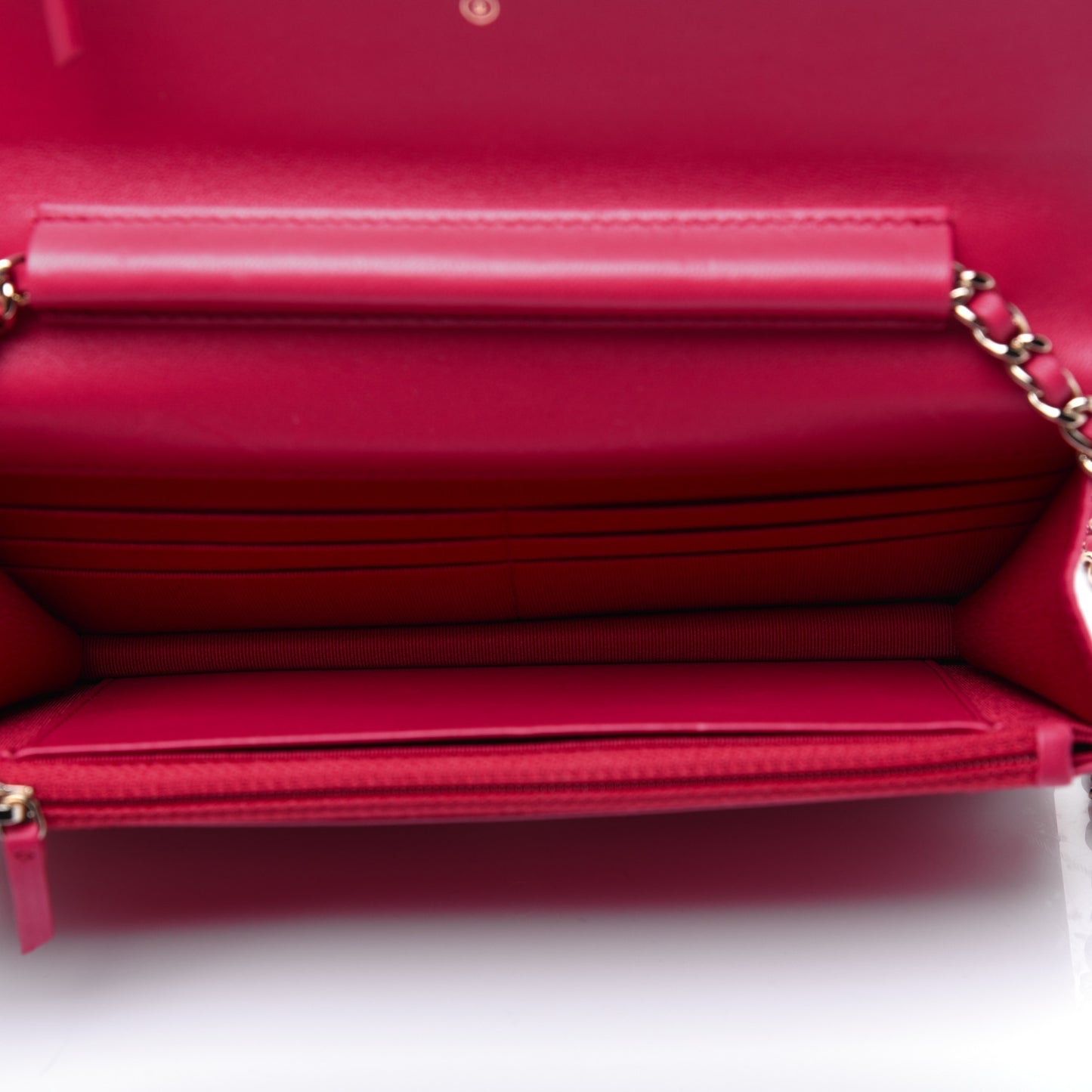 Lambskin Quilted Wallet On Chain WOC Light Red