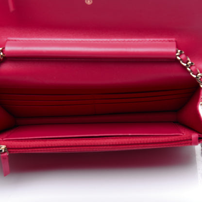 Chanel Lambskin Quilted Wallet On Chain WOC Light Red 6 of 20