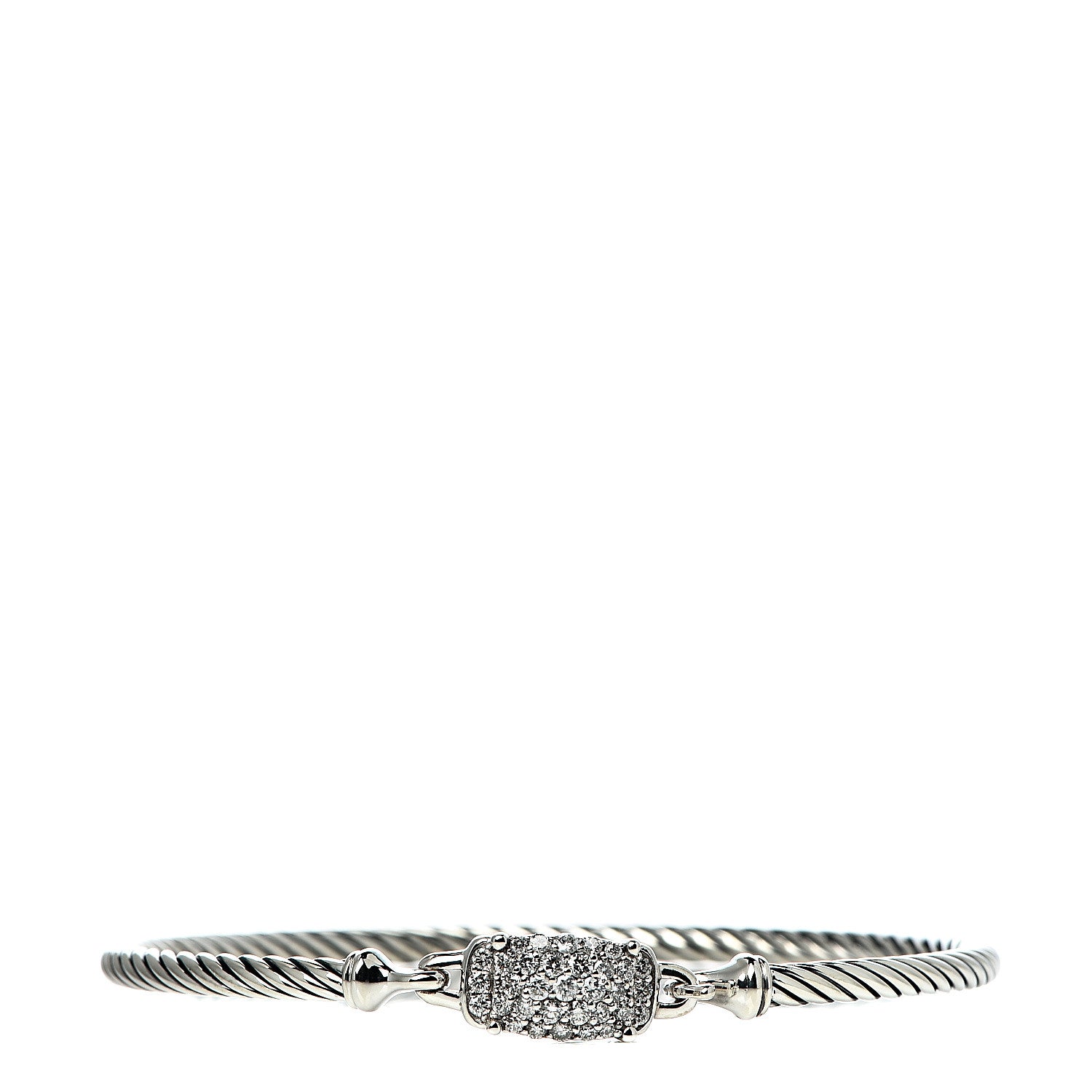 David Yurman Sterling Silver Diamond 3mm Small Wheaton Bracelet 1 of 5
