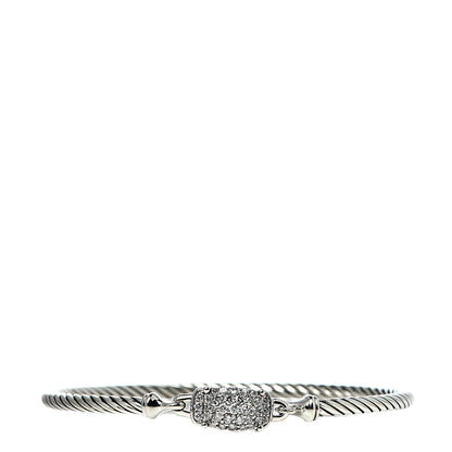 David Yurman Sterling Silver Diamond 3mm Small Wheaton Bracelet 1 of 5