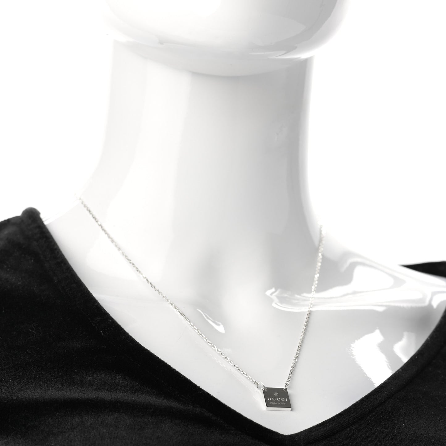 Sterling Silver Logo Square Tag Necklace