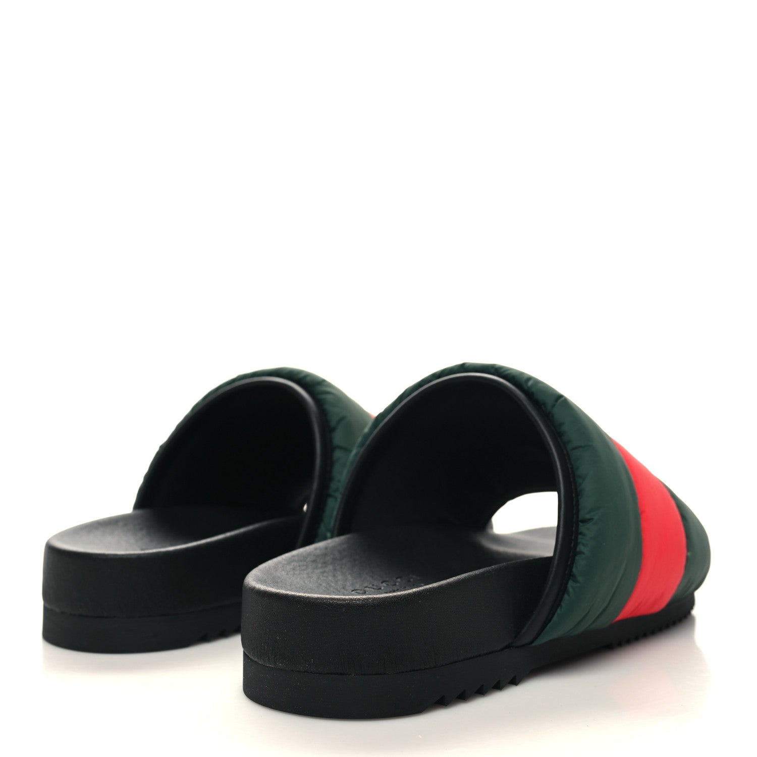 Gucci Nylon Web Womens Slide Sandals 35 Black Green Red 4 of 8