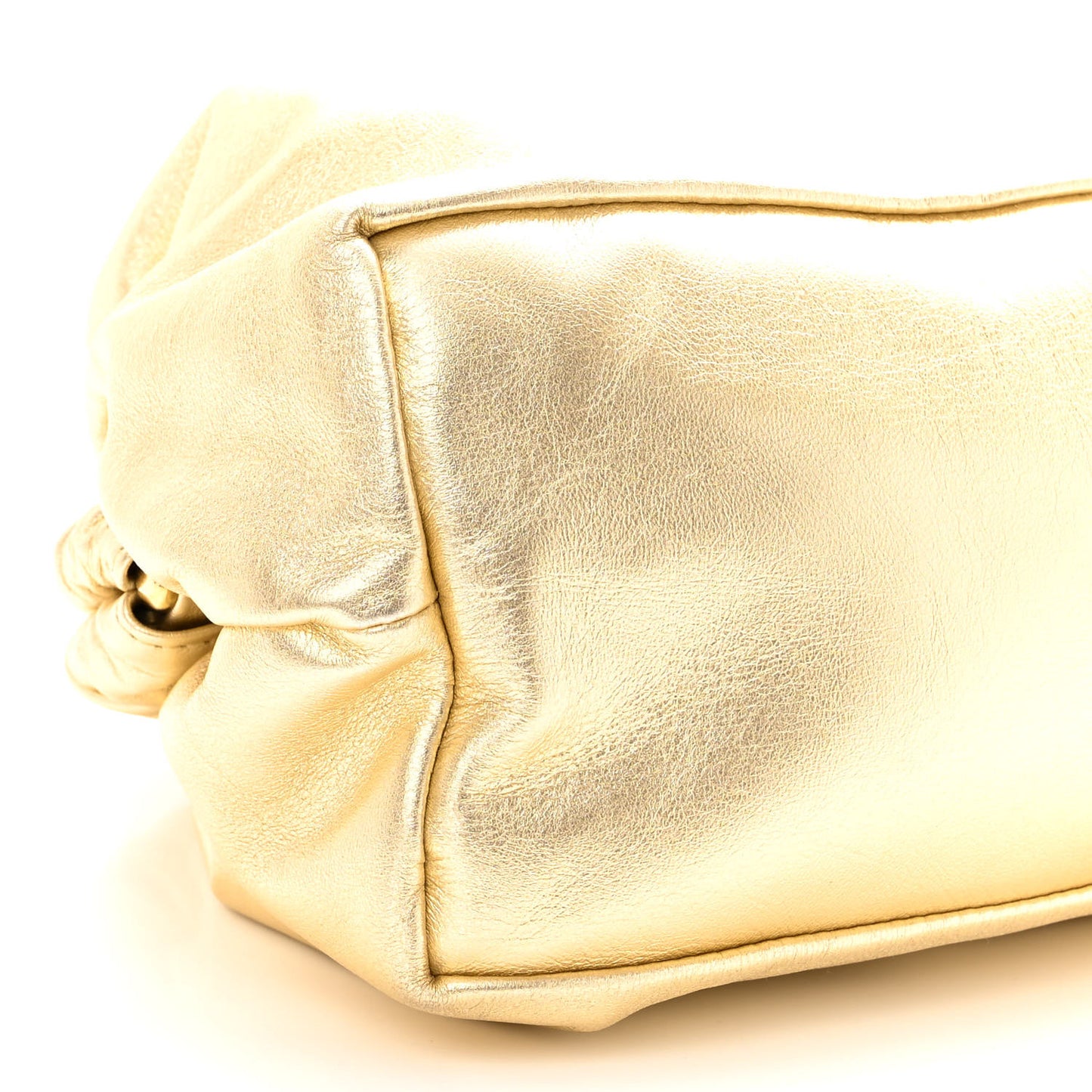 Metallic Lambskin Cloud Clutch Gold