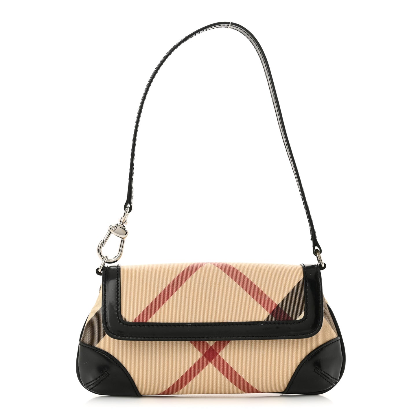 Nova Check Patent Calfskin Flap Shoulder Bag Black
