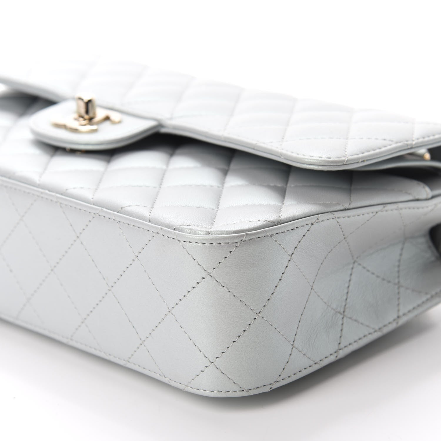 Chanel Iridescent Lambskin Quilted Medium Double Flap Light Blue 6 of 11