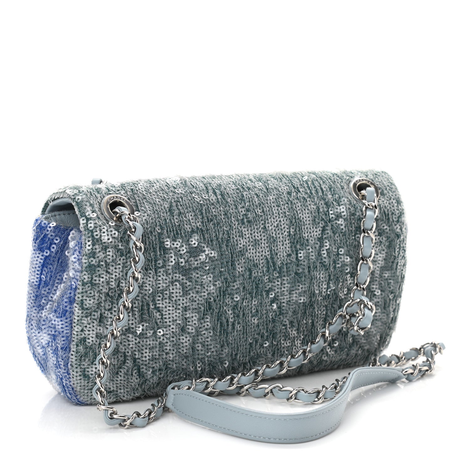 Chanel Sequin Mini Waterfall Flap Light Blue 3 of 10