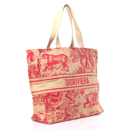 Christian Dior Straw Dioriviera Tote Red 2 of 12