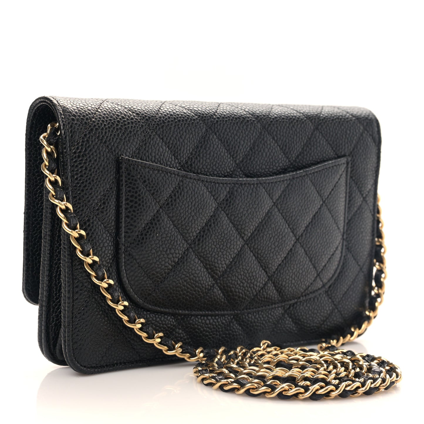 Caviar Quilted Wallet on Chain WOC Black