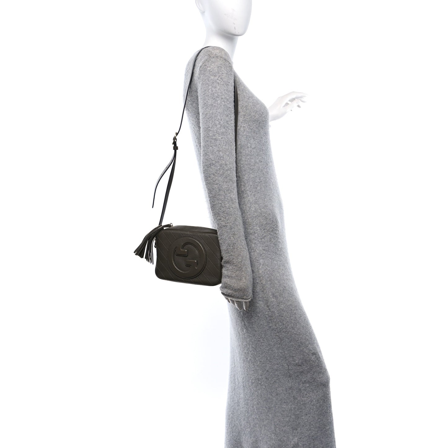 Sakai Be Green Calfskin Diagonal Stitched Small Blondie Shoulder Bag Craclet Brown