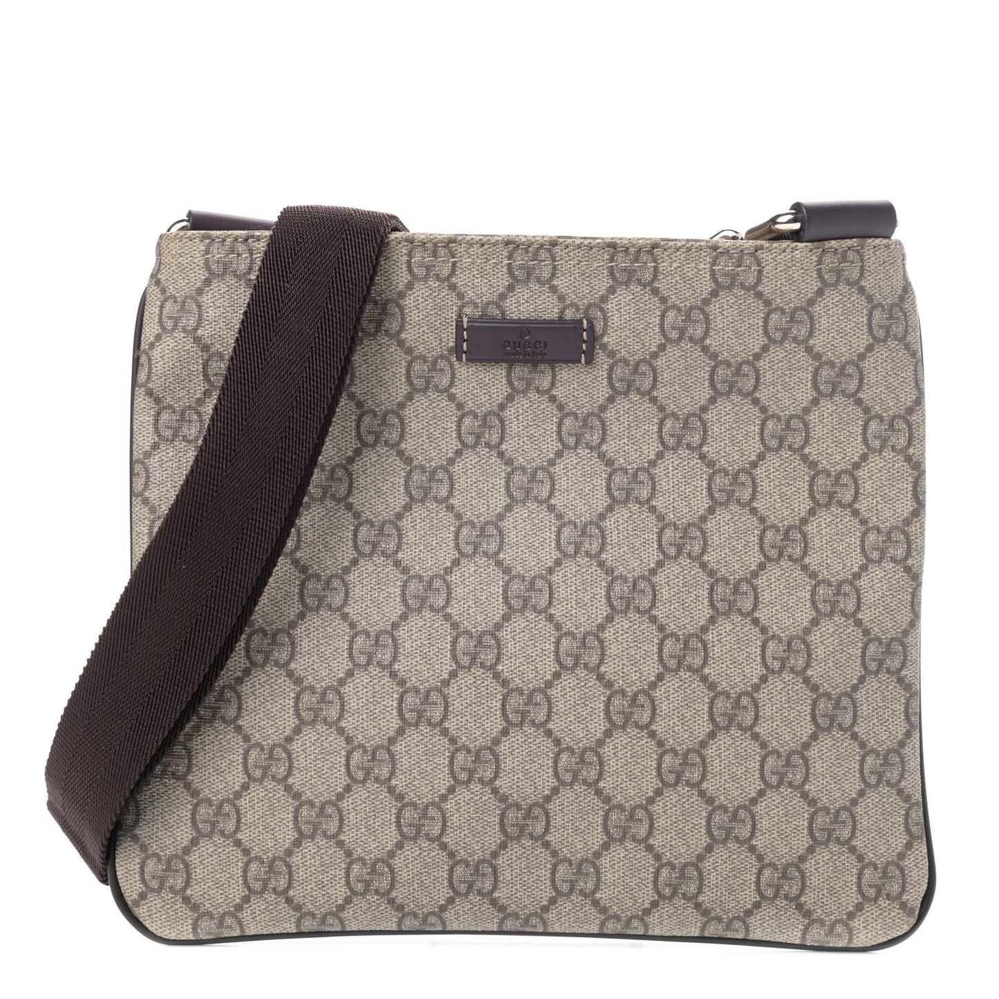 GG Supreme Monogram Small Flat Messenger Bag Dark Brown