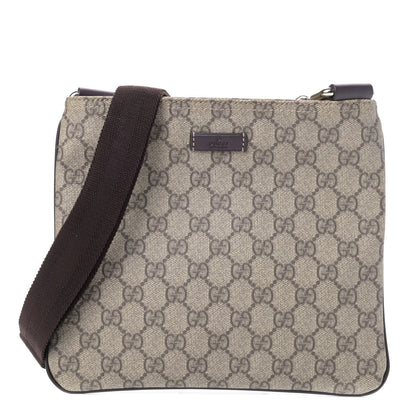 Gucci GG Supreme Monogram Small Flat Messenger Bag Dark Brown 1 of 4