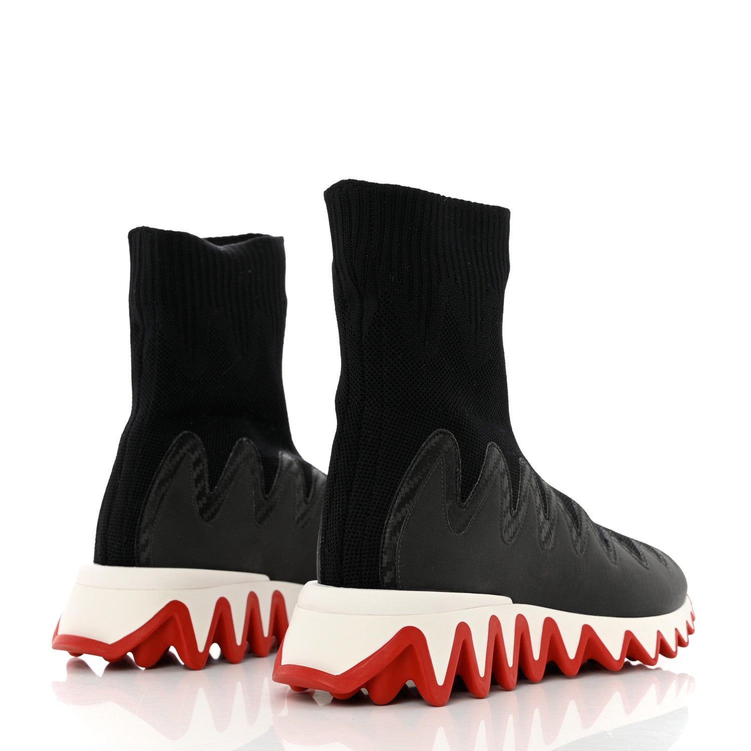 Christian Louboutin Knit Mesh Sharky Sock Sneakers 37.5 Black 4 of 9