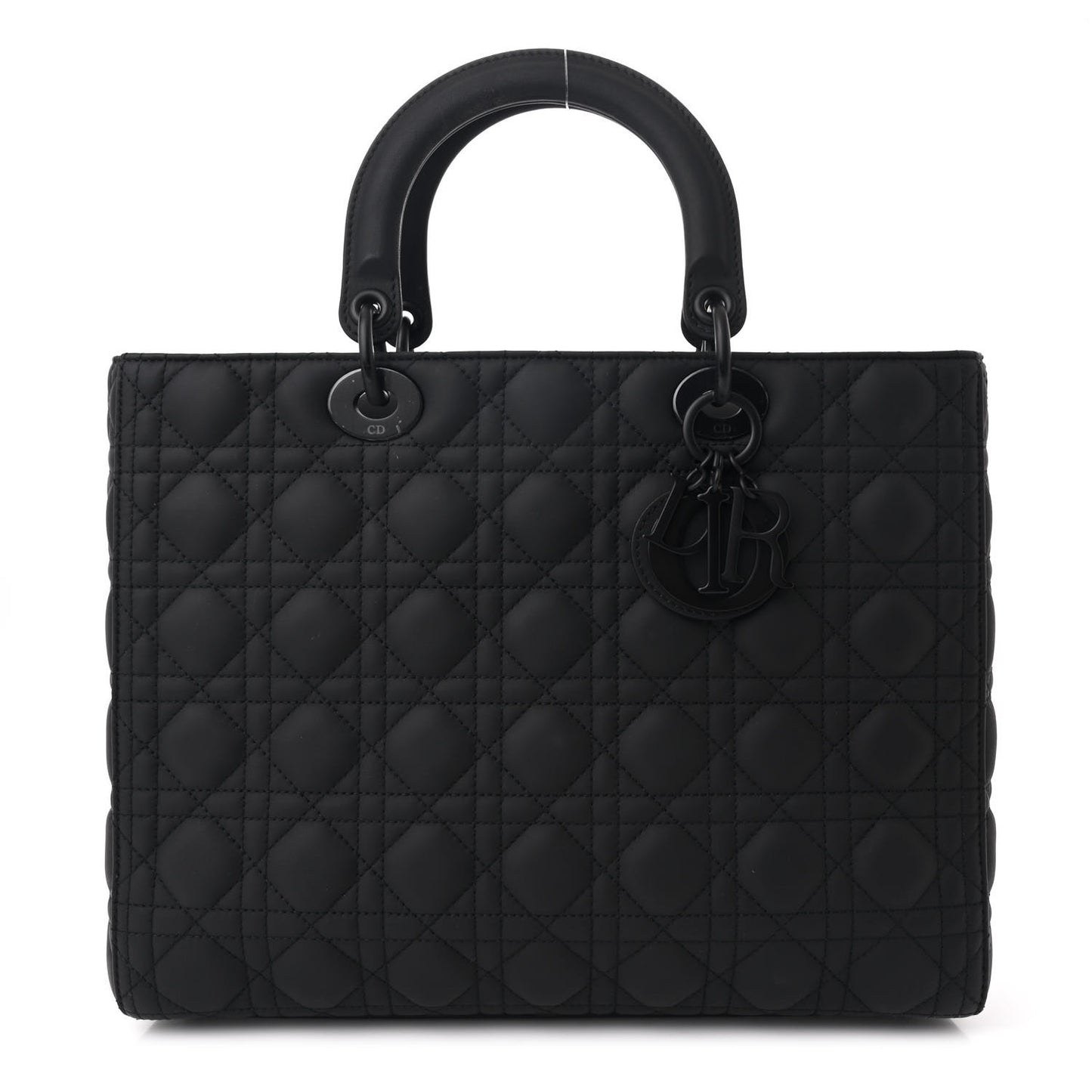Ultra Matte Calfskin Cannage Large Lady Dior Black