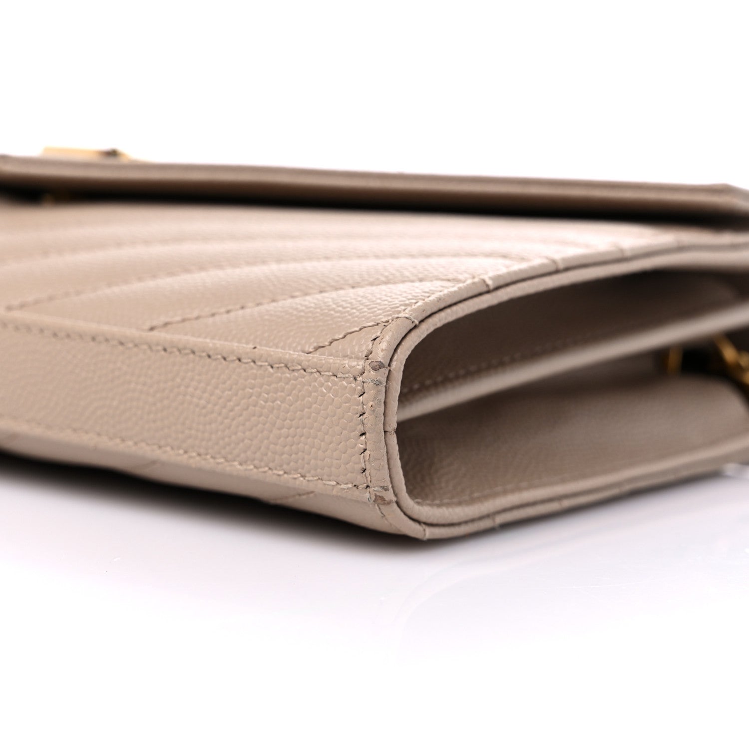 Saint Laurent Grain De Poudre Matelasse Chevron Monogram Chain Wallet Nude Powder 8 of 9