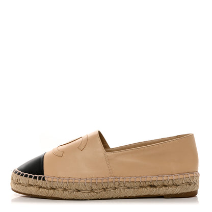 Chanel Lambskin CC Espadrilles 38 Beige Black 1 of 9