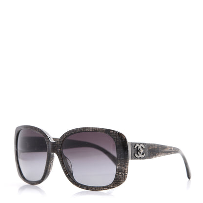 Chanel Tweed Effect Quilted CC Turnlock Sunglasses 5234 C Dark Grey 1 of 8