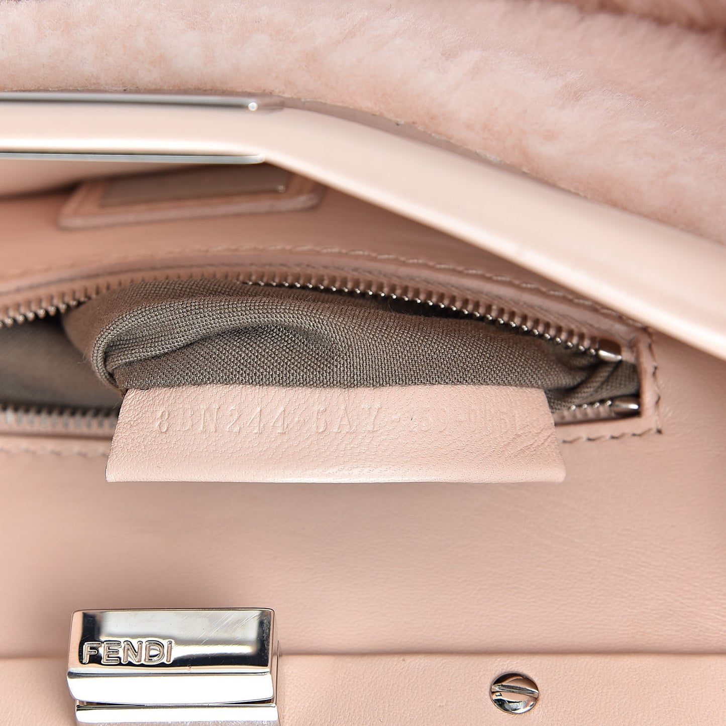 Shearling Shiny Nappa Mini Peekaboo Iconic Satchel Light Rose