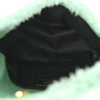 Saint Laurent Merino Shearling Lambskin Quilted Small Loulou Puffer Monogram Chain Satchel Iced Mint 5 of 11