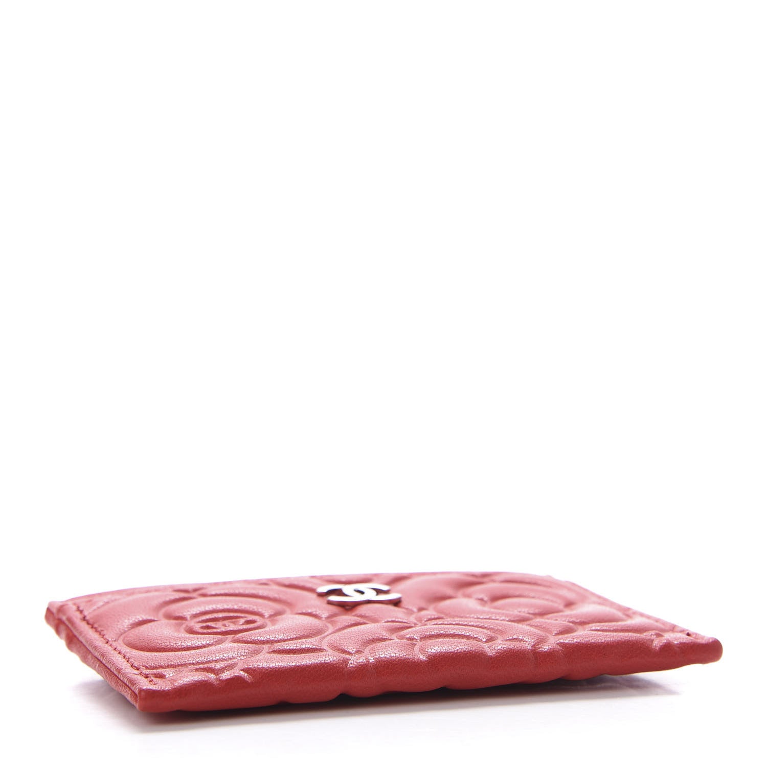 Chanel Goatskin Camellia Embossed Card Holder Red 4 of 11