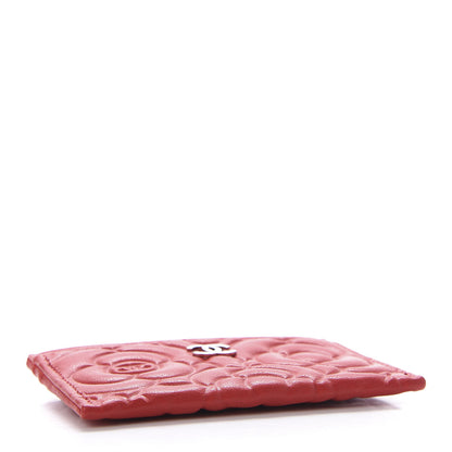 Chanel Goatskin Camellia Embossed Card Holder Red 4 of 11