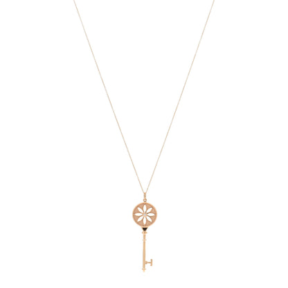 Tiffany 18K Rose Gold Diamond Large Daisy Key Pendant Necklace 1 of 5
