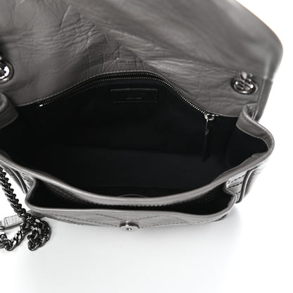 Saint Laurent Crinkled Calfskin Matelasse Monogram Medium Niki Chain Satchel Fog 5 of 9