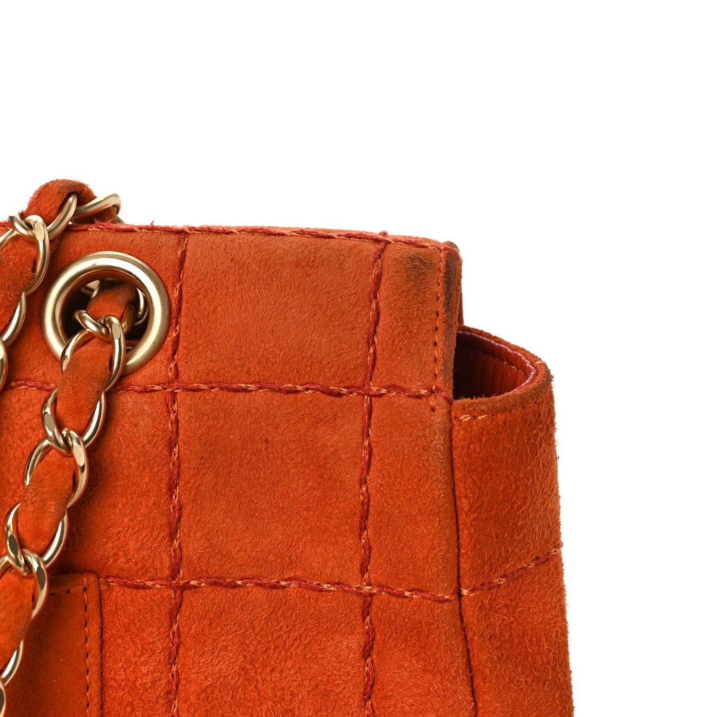 Suede Square Double Stitch Flap Orange