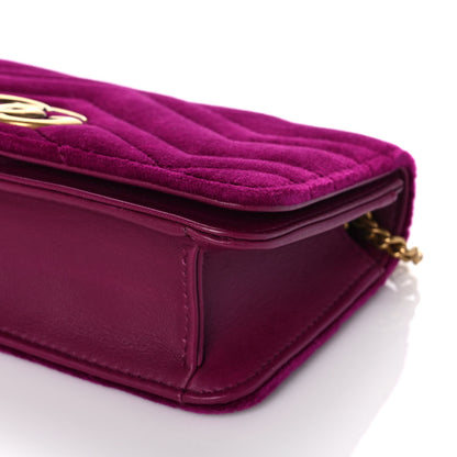 Gucci Velvet Matelasse GG Marmont Mini Bag Fuchsia Violet Cyclamen 9 of 9