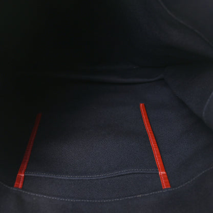 Hermes Toile Goeland Vache Hunter Etriviere Shopping Bag Bleu Nuit Rouge H 5 of 9