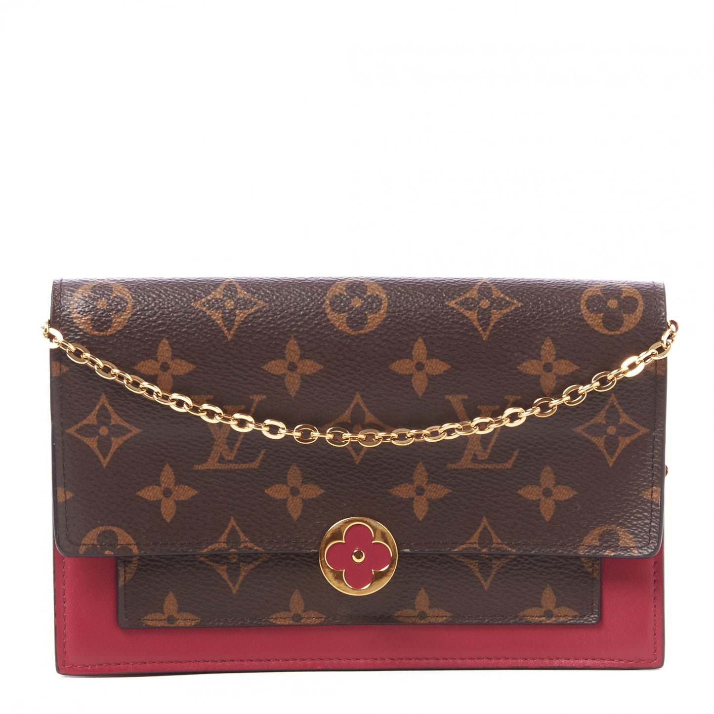 Monogram Flore Chain Wallet Fuchsia
