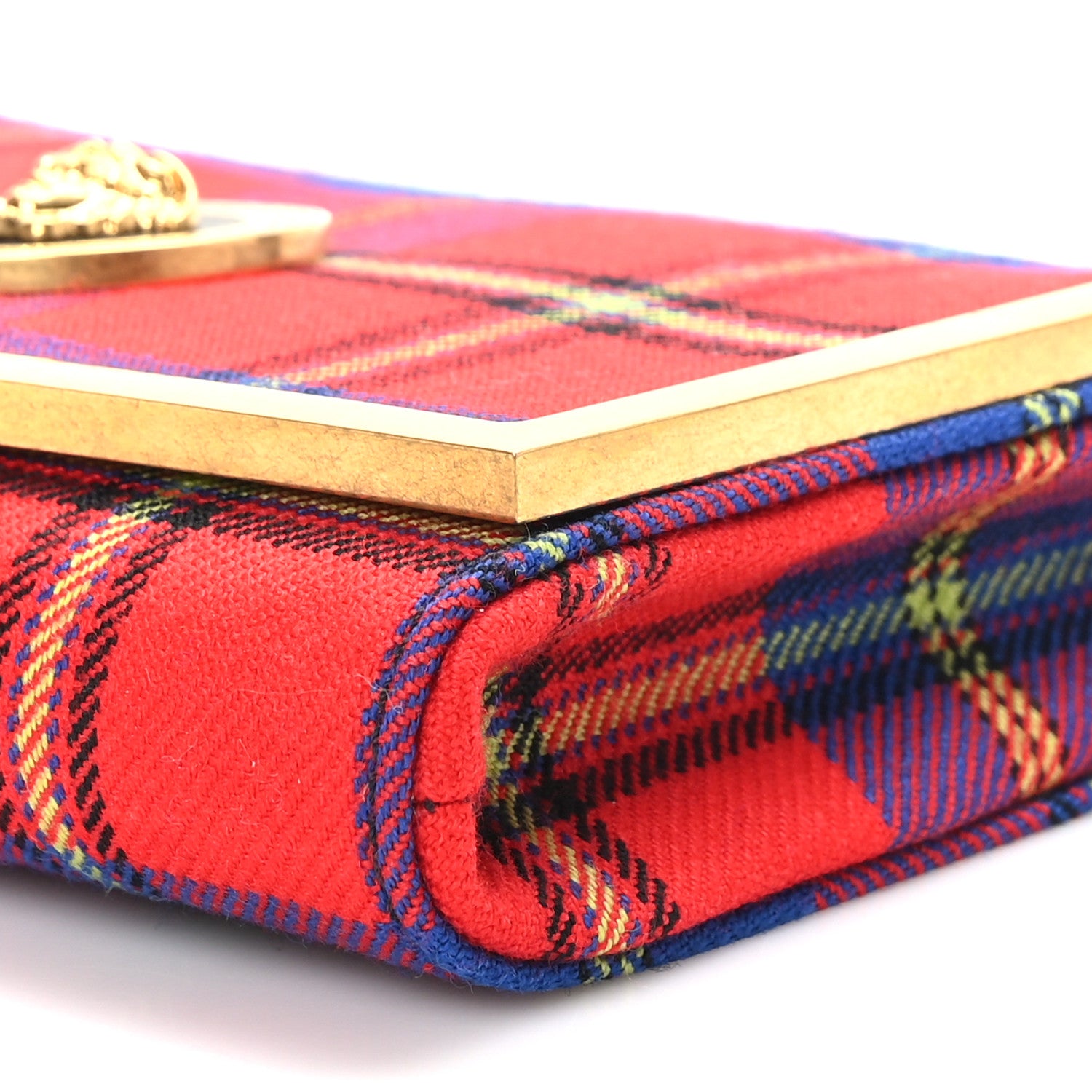 Versace Calfskin Tartan Medusa Clutch On Chain Red 8 of 8