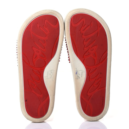 Christian Louboutin LOUBOUTIN Calfskin Spiked Crocodile Embossed Rubber Pool Fun Platform Flat Slide Sandals 42 Red 7 of 14