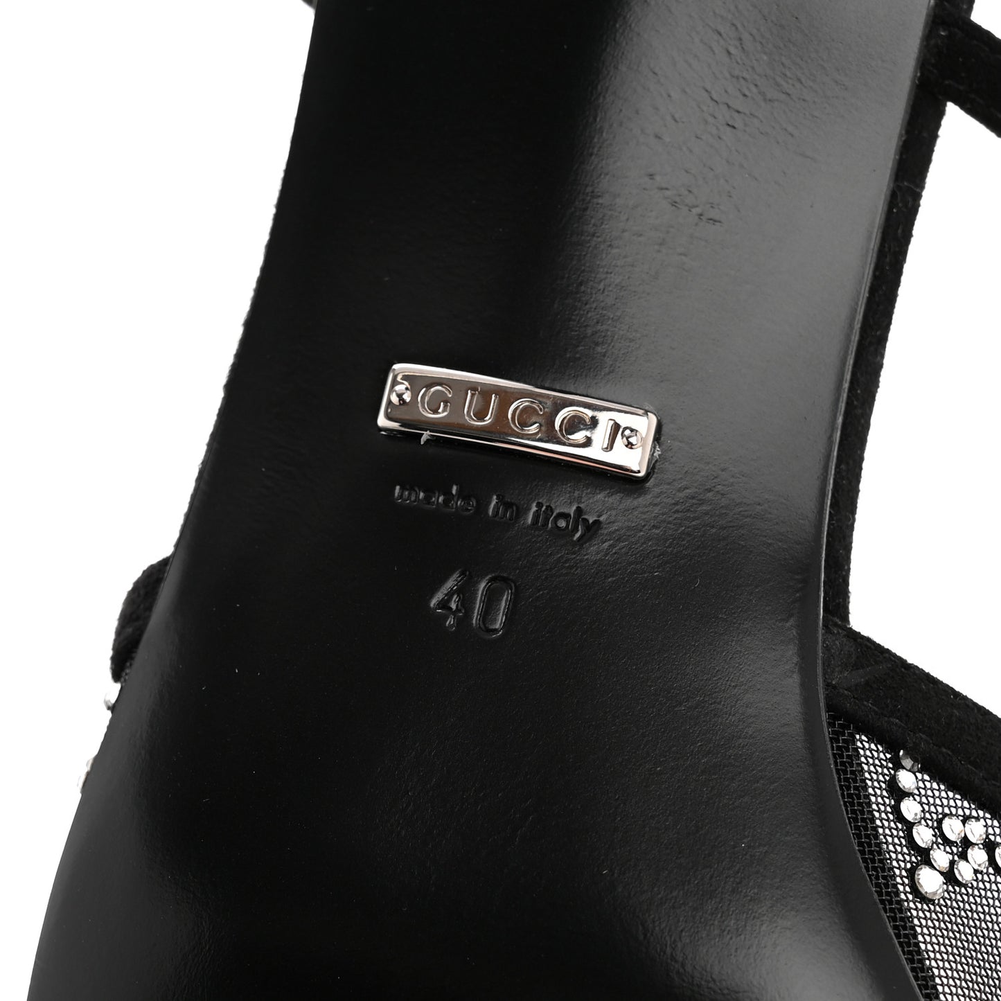 Tela Retino Kid Scamosciato Crystal GG Monogram Square G 35mm Slingback Pumps 40 Black