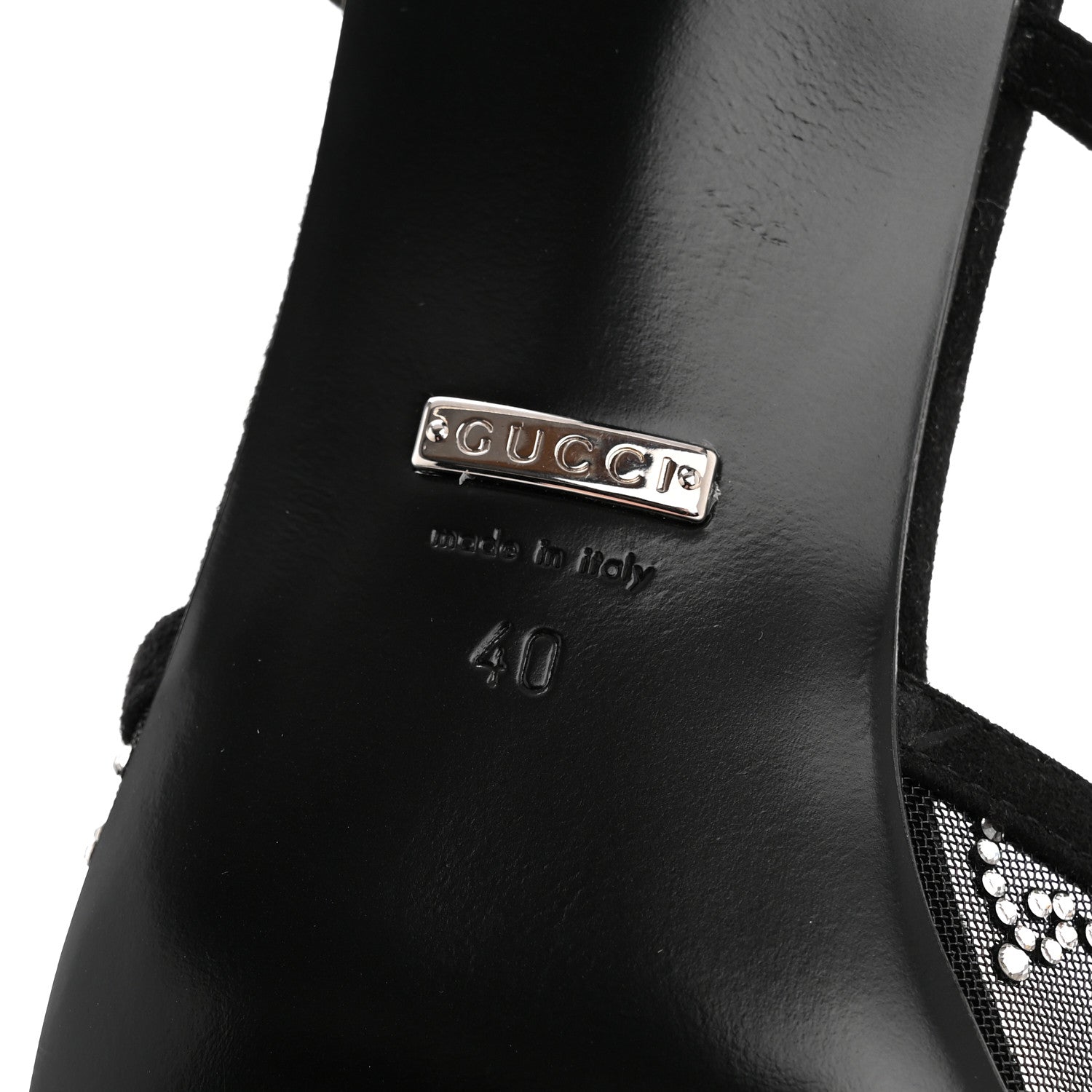 Gucci Tela Retino Kid Scamosciato Crystal GG Monogram Square G 35mm Slingback Pumps 40 Black 7 of 9