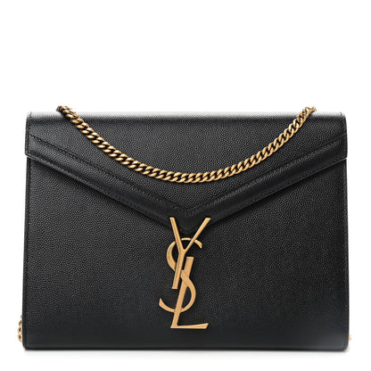 Saint Laurent Grain De Poudre Monogram Cassandra Chain Wallet Black 1 of 9