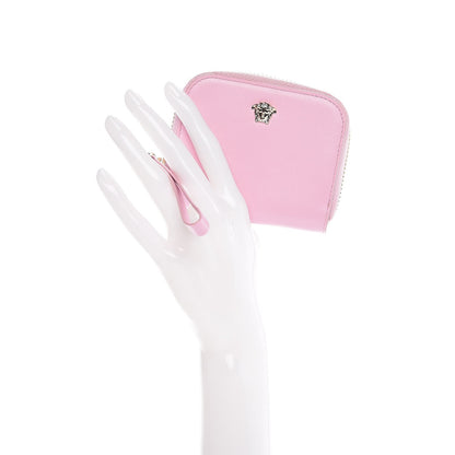 Versace Calfskin Medusa Compact Zip Around Wallet Pink 2 of 7