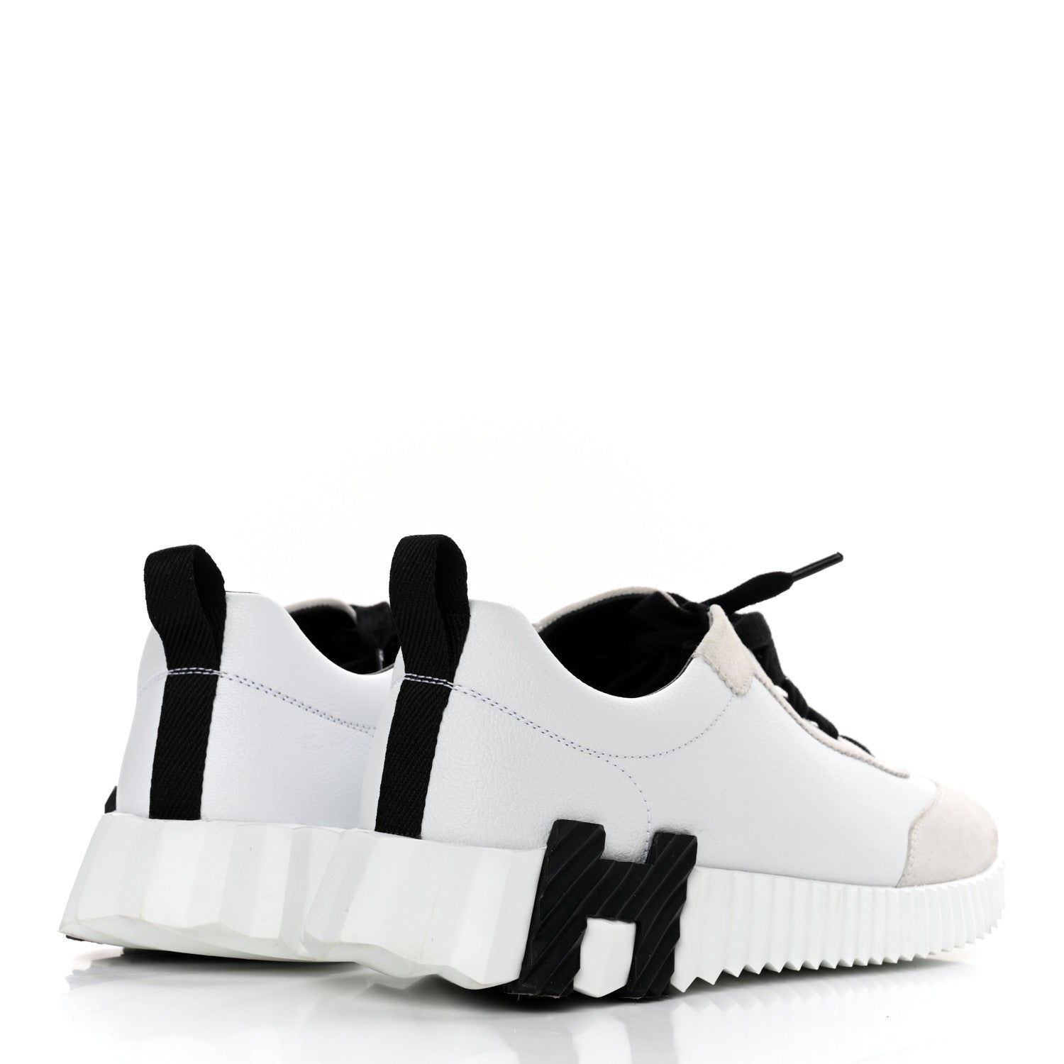 Hermes Goatskin Suede Goatskin Bouncing Sneakers 37 White Black 4 of 7