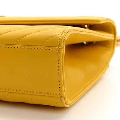 Saint Laurent Lambskin Matelasse Chevron Medium Monogram Satchel Mimosa 10 of 17